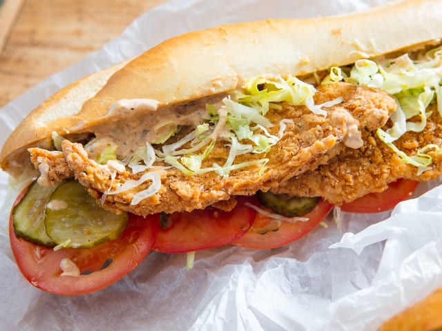 Catfish Po'Boy Sandwich.